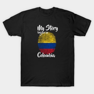 Colombia Flag Fingerprint My Story DNA Colombian T-Shirt